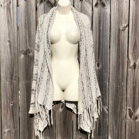 Free People Small Anthropologie Cardigan Sweater Knit Runaway Love Gray Top - Picture 7 of 13